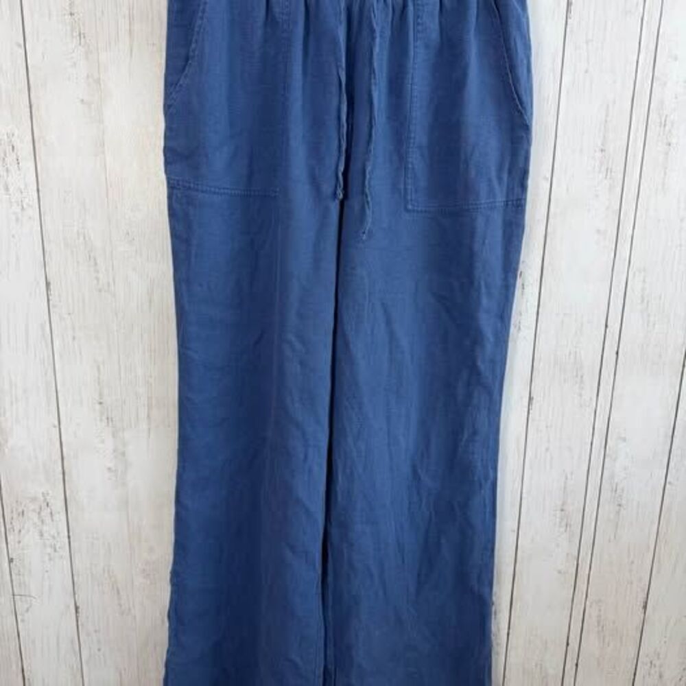 P13  Women’s Sincerely Jules Blue Linen-Blend Wide-Leg Pants Size XL